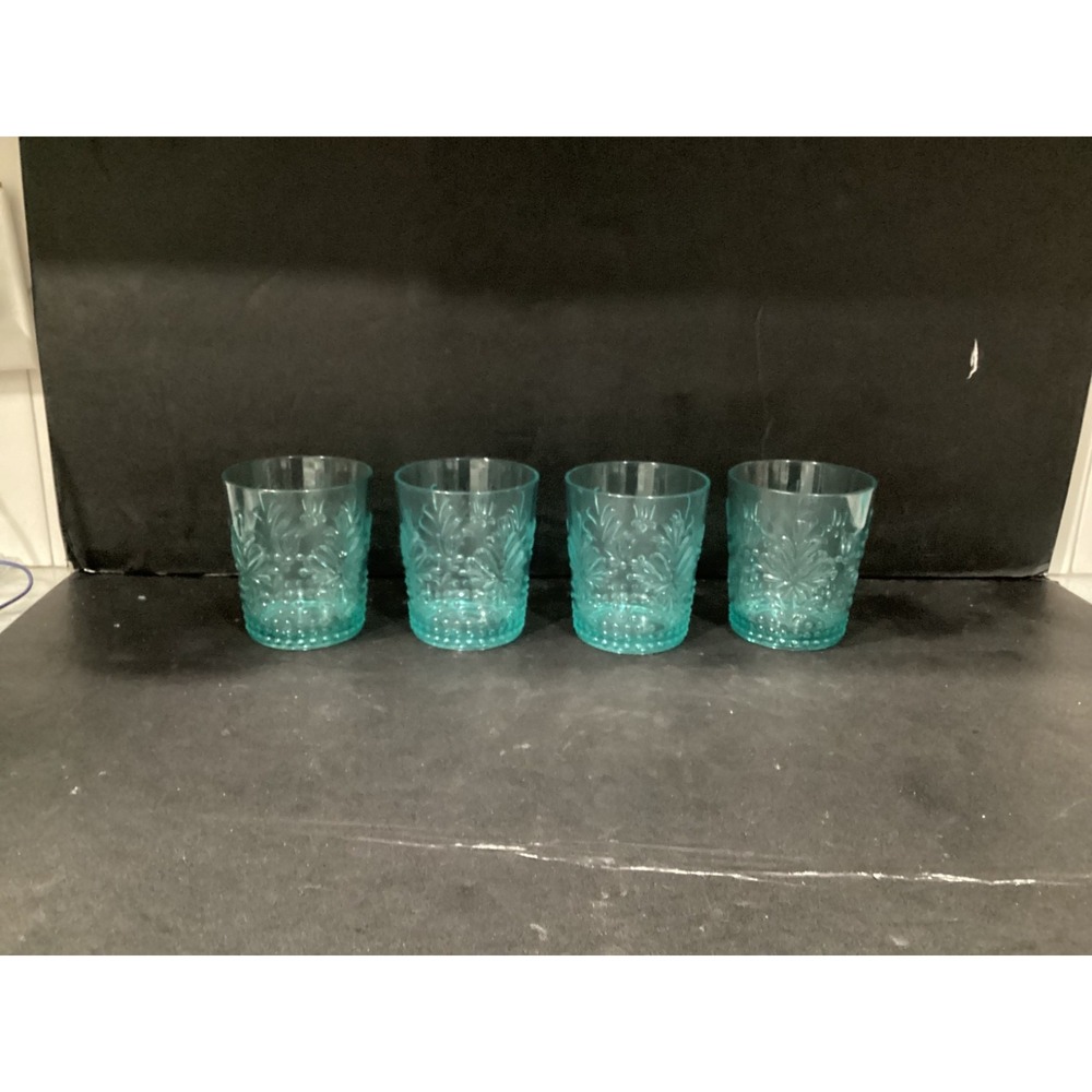 Pioneer Woman Sunny Days Set of Four 16 oz Acrylic Tumblers Teal Aqua